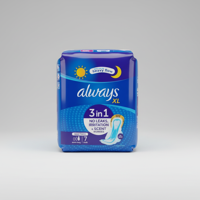 Always XL sanitary pads packaging on a white background