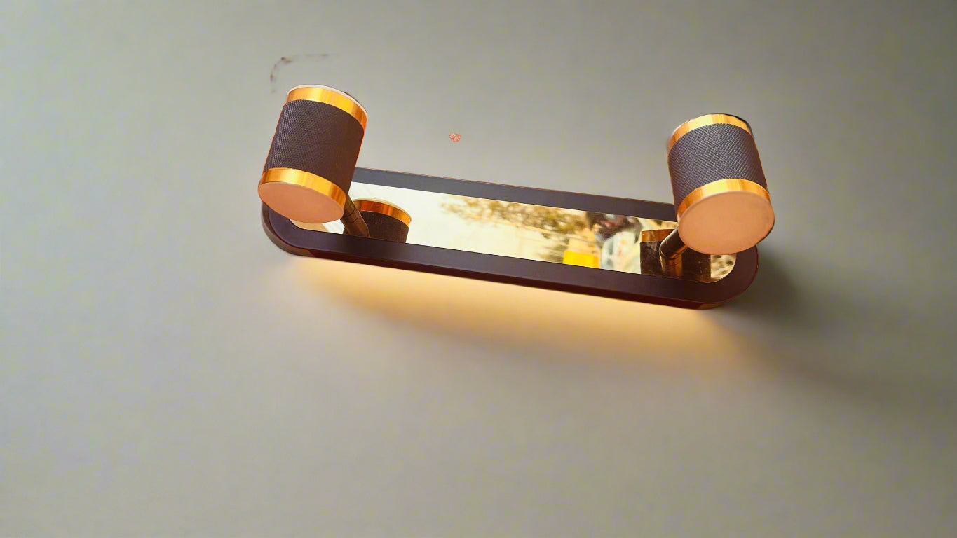 Decorative wall light fixture on a grey textured wall