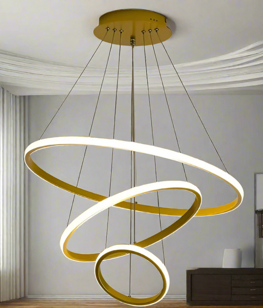 Golden White Ring Chandelier - -
