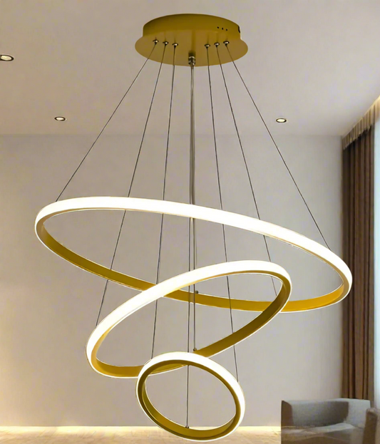 Golden White Ring Chandelier - -