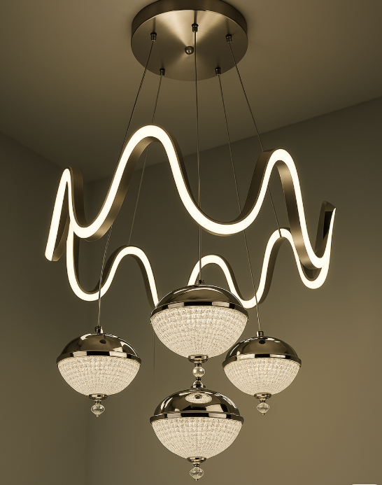Crest & Crystal Pendant Light - -