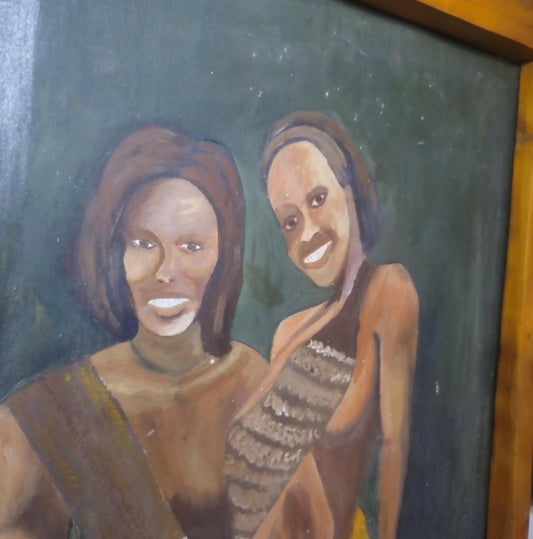 wall art Tableau of two Africans people in a wooden frame