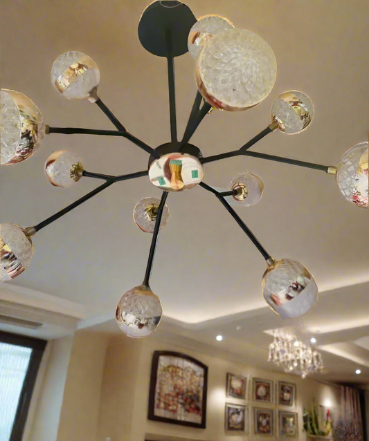 Branch-Style Golden Ringed Chandelier