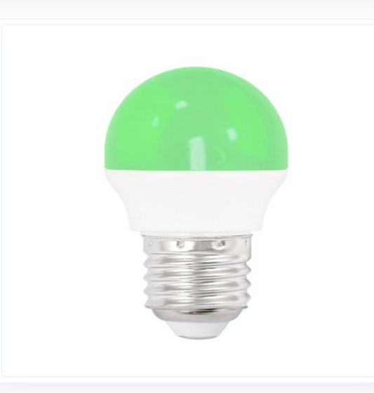 Colored LED bulb 2W in green, perfect for vibrant lighting and energy efficiency