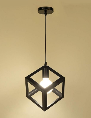 Amangazini Cubic Pendant Light fixture with a sleek black design and modern glass accents