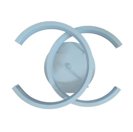 Elegant double semi-circle wall light in soft blue color, ideal for modern home décor