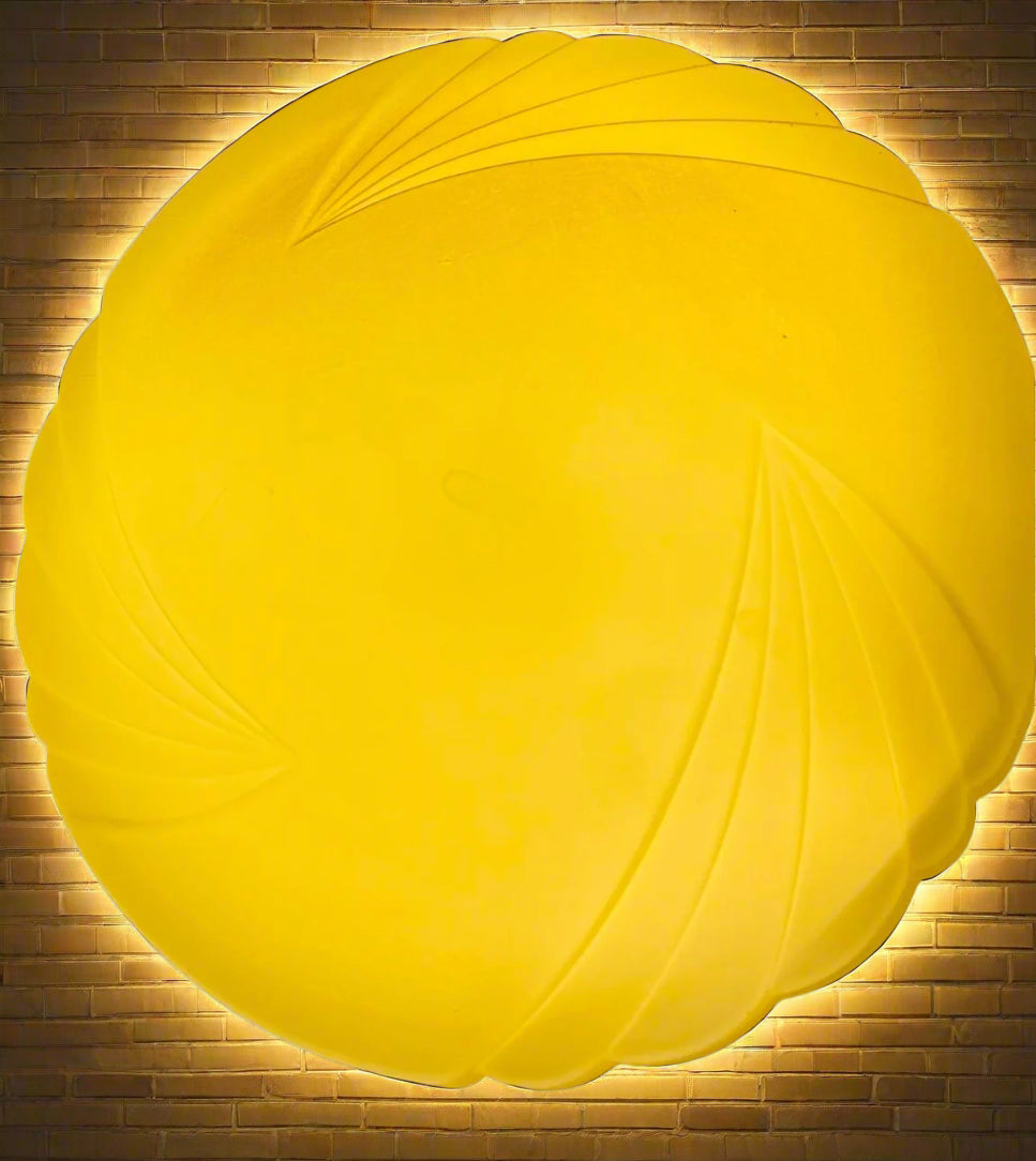 Stylish Flush Mount Lighting Fixture with a yellow decorative glass shade for modern interiors