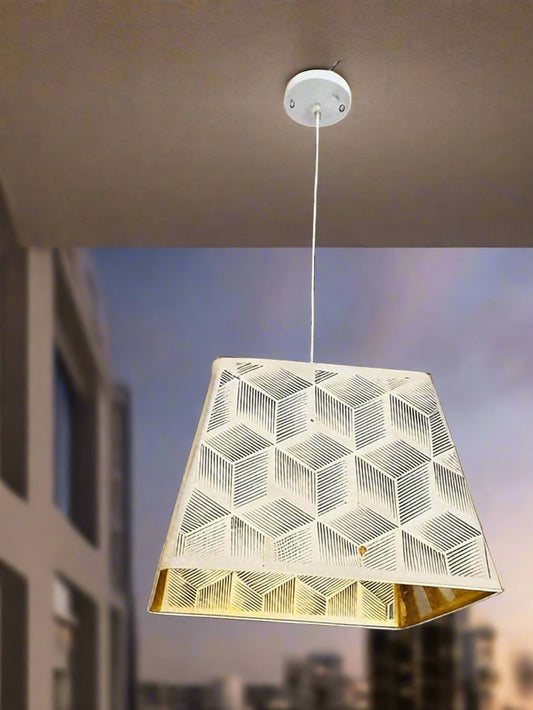Gilded Cage Pendant Light with a geometric pattern, perfect for modern home decor