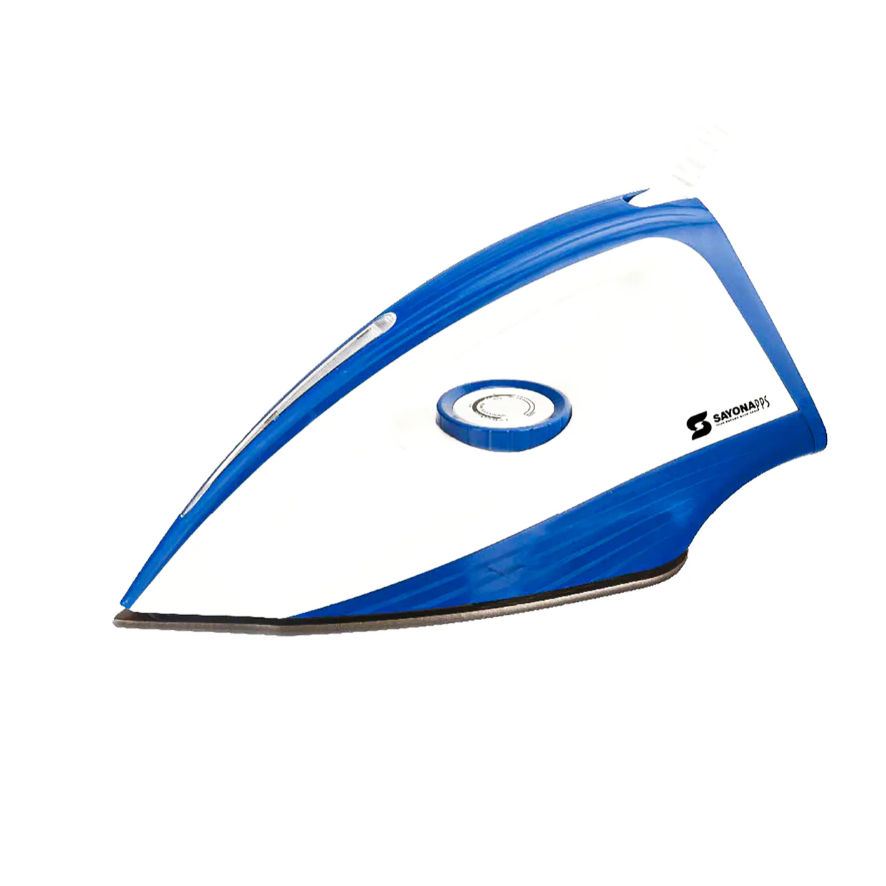 Blue and white iron on a white background