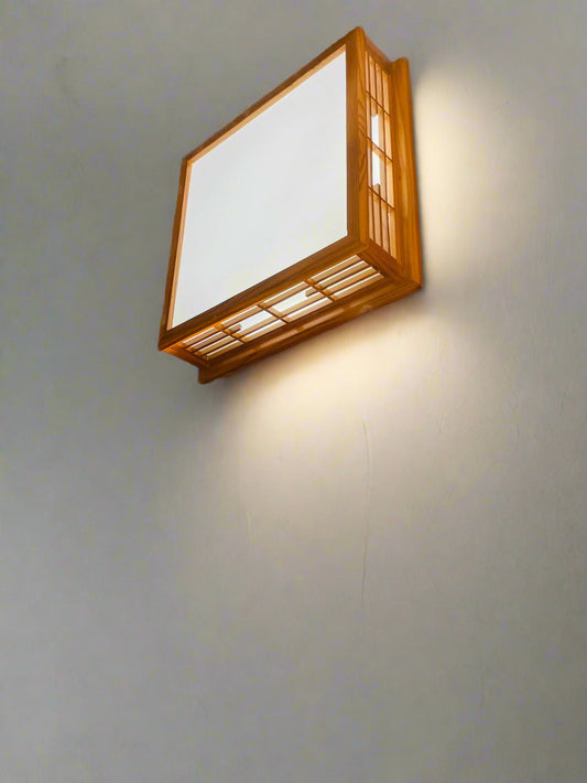 Amangazini Japanese style ceiling light with a wooden frame and soft white glow for elegant indoor ambiance