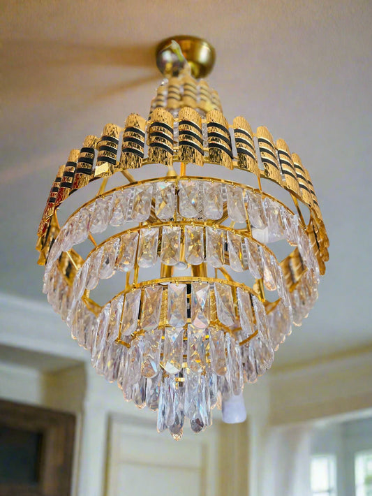 Amangazini luxury crystal chandelier with a gold finish and elegant crystal accents for a sophisticated look