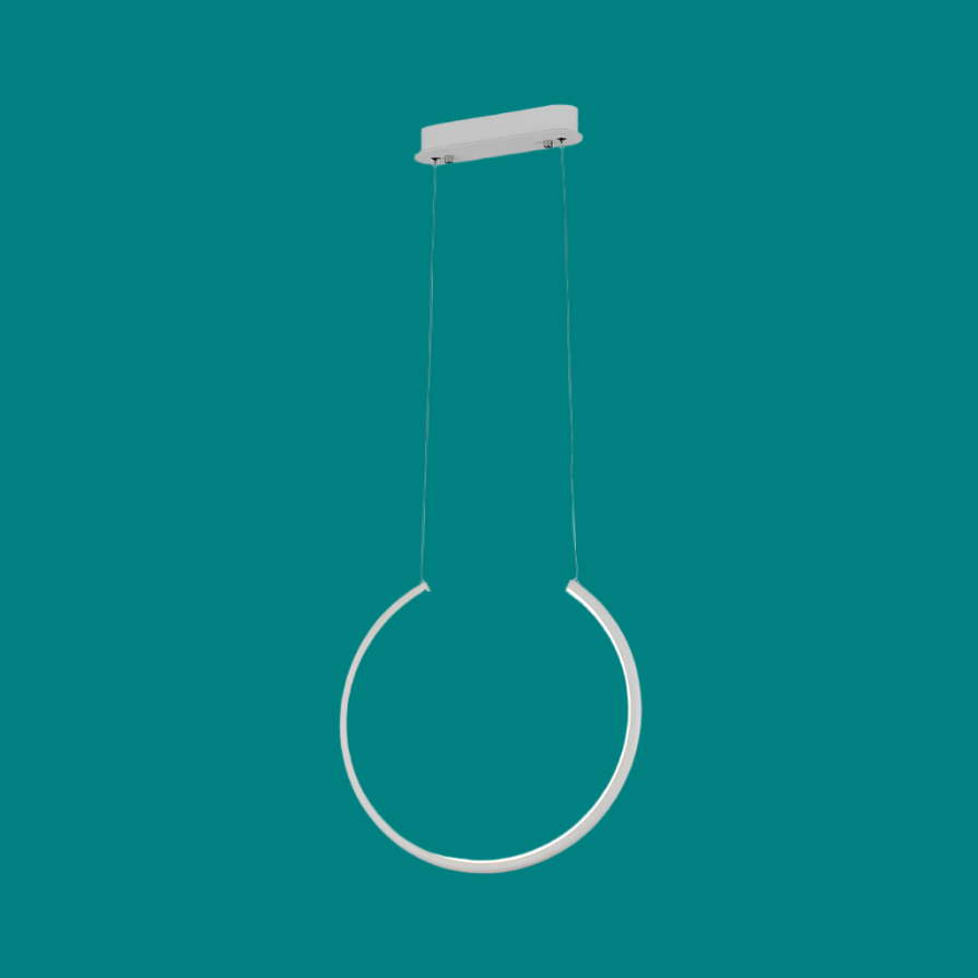 Amangazini Minimalist Open Ring LED Pendant with sleek circular design and white finish hanging from ceiling