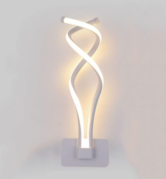 Sleek modern curve wall lamp with elegant twisting design and warm white light for contemporary decor
