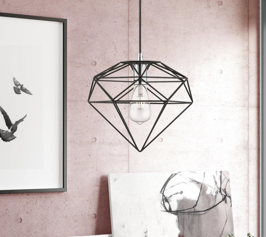 Amangazini modern geometric pendant light fixtures in black diamond shape, perfect for contemporary interiors