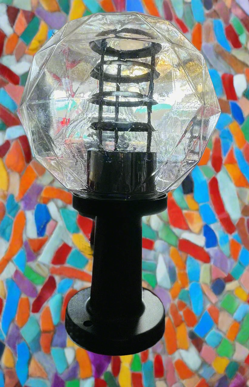 Amangazini outdoor polygon globe light with transparent geometric design and sturdy base for outdoor spaces