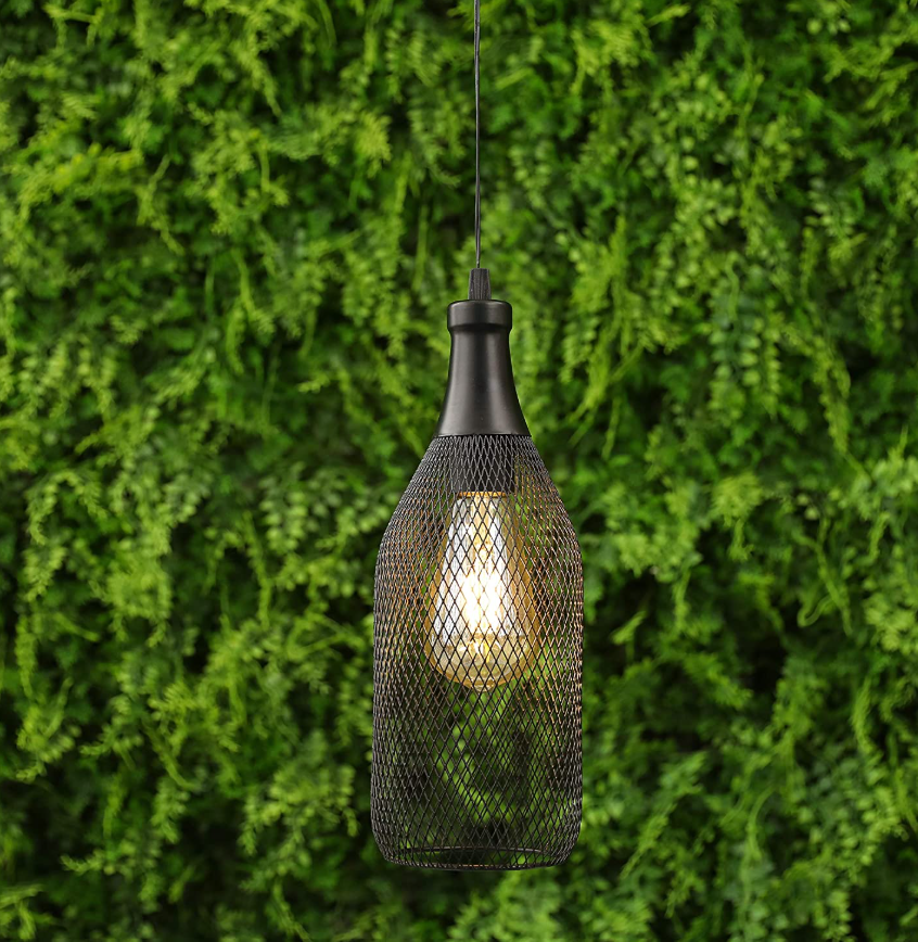 Amangazini stylish black ceiling pendant fixture with intricate mesh design and warm light