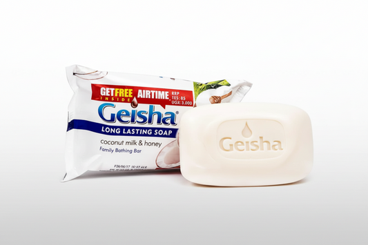 Geisha soap bar and packaging on a white background