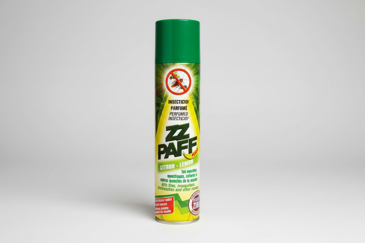 Zz Paff insecticide spray can on a white background