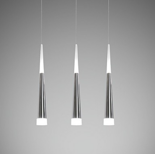 Amangazini 3 sleek ceiling pendants with a modern design in polished metal finish