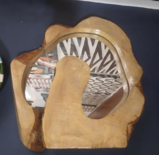 wooden encircling design mirror