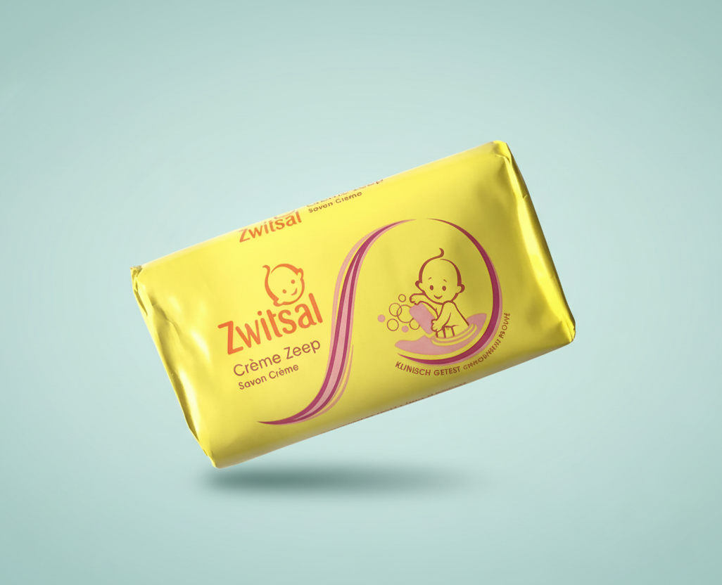 Zwitsal baby soap bar on a white background