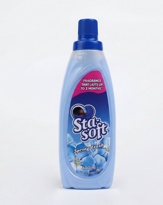 Star-Soft laundry detergent bottle with blue cap on a white background