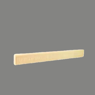 Rectangular piece of light-colored material on a white background