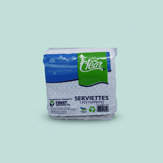 Pack of Clear brand serviettes on a white background