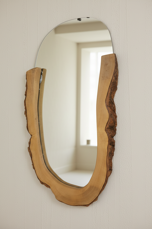 Wooden Framed Mirror With One Open End