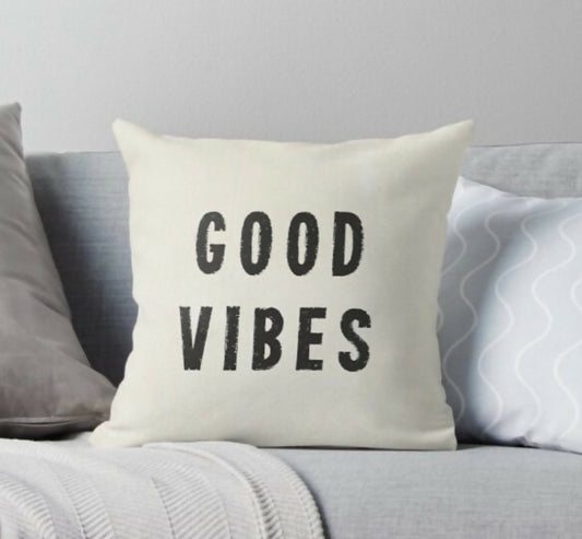 Good Vibes Pillow For Couch and Bed