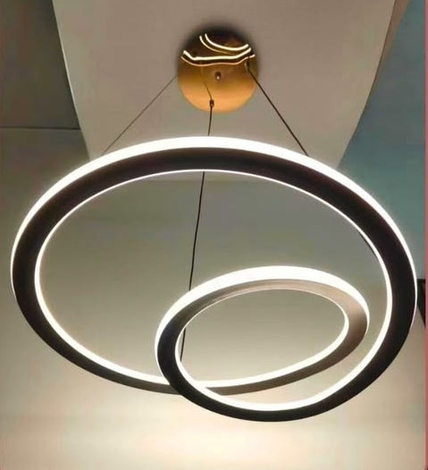 Modern chandelier with circular design on a ceiling