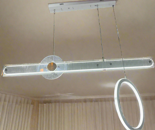 Modern pendant light fixture hanging from the ceiling