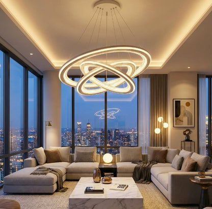 LED Elegant three-ring pendant chandelier