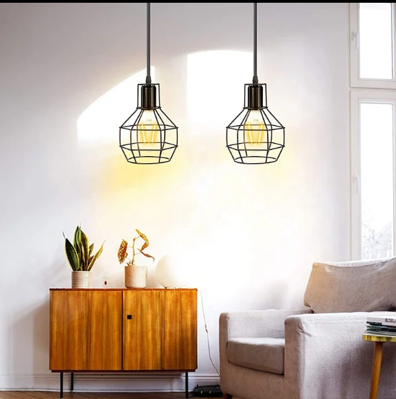 Amangazini Antique beauty cage pendant lighting in a stylish living room setting