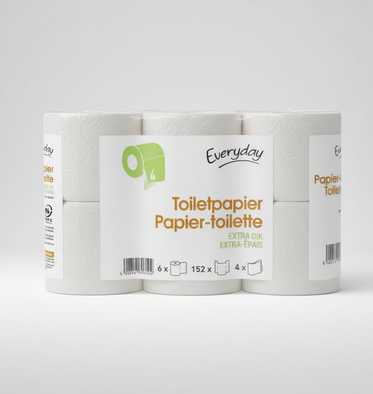 Pack of toilet paper with 'Everyday' branding on a white background