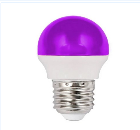 Amangazini Colored LED bulb 2W in purple color with a standard E27 base for vibrant lighting
