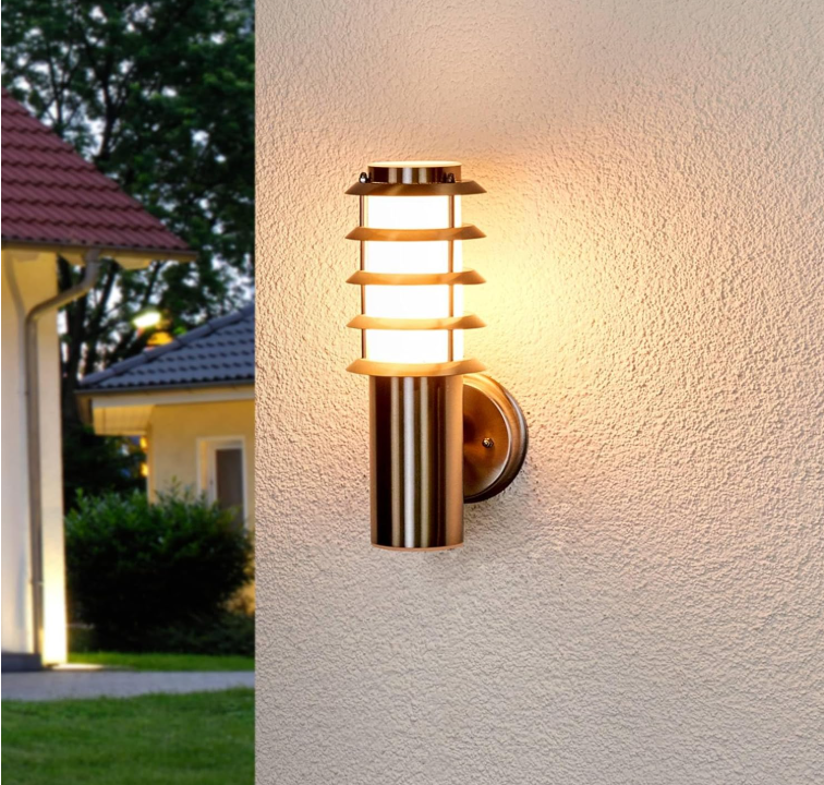 Decorative metallic outdoor lighting wall mount with sleek design for garden and patio illumination