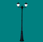 Amangazini decorative outdoor lamp post in black metal with dual light fixtures for garden illumination