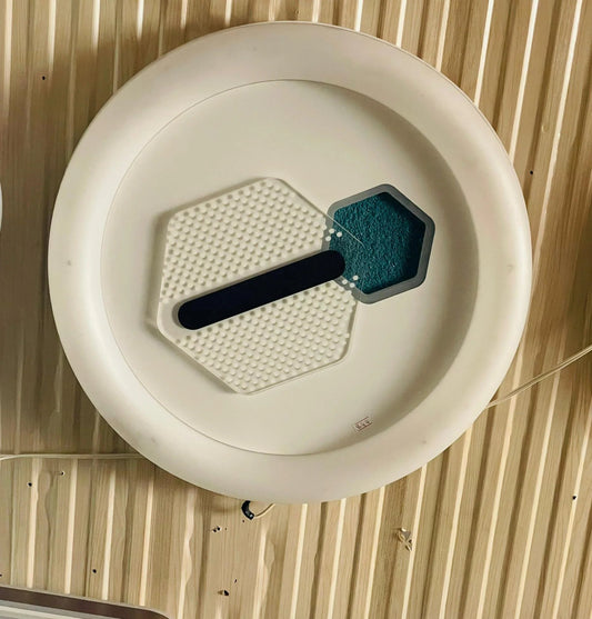 Amangazini hexagonal LED ceiling light with modern design and textured surface for stylish illumination