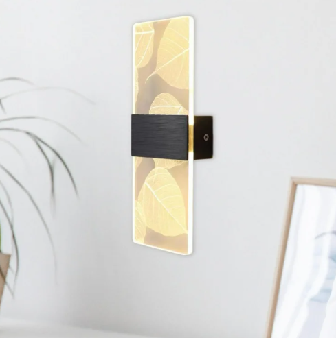 Amangazini leaf motif wall panel lighting featuring a modern design with elegant leaf patterns