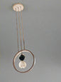 Amangazini modern double orb pendant light featuring a sleek design with clear and black orbs