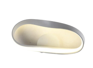 Sleek modern LED wall lamp with a unique curved design and warm white lighting for stylish interiors