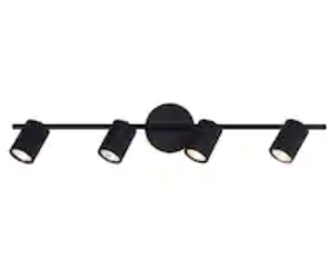 Amangazini Quadruple light fixture in black for modern indoor lighting with adjustable spots