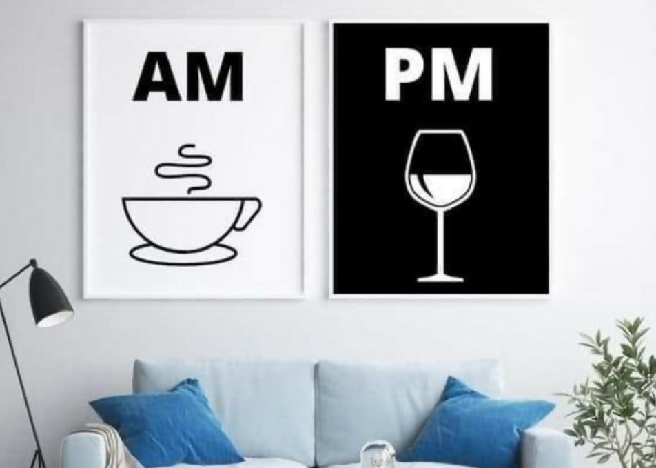 AM PM Horizontal Board Art For Home Decor