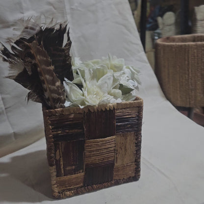 a banana leaf handwoven basket