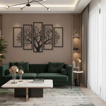 Sylvan Silhouette 5-Panel Metal Bashionic wall art