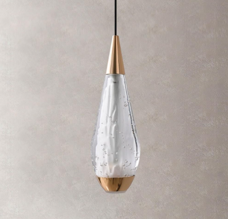 Amangazini vintage mesh pendant light with a sleek water droplet design and gold accents